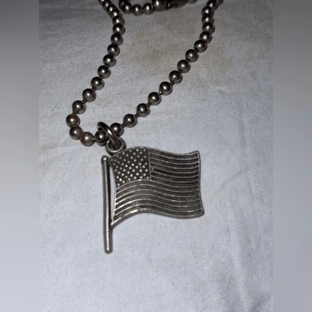 Silver American Flag Necklace
